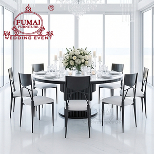 Modern Hotel Furniture <b>Outdoor</b> Banquet Reception Black Iron Metal Base <b>Round</b> Dining <b>Table</b> With MDF - Product Image 3