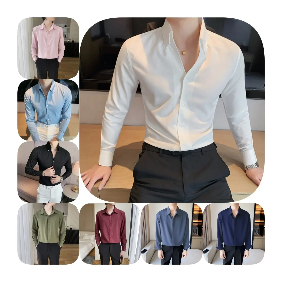 Men's Short Sleeve Dress Shirts with Pocket Casual Button Down Shirts Wrinkle-Free Business Shirt