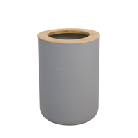 Poubelle en plastique avec couvercle en bambou, corbeille à papier, poubelle pour cuisine et bureau, poubelle ronde