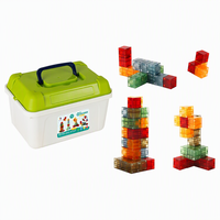 140 pièces de blocs de construction magnétiques transparents, jouet de construction STEM, ensemble d'apprentissage créatif avec boîte de rangement