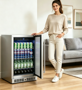 Vanace Résistant aux empreintes digitales Facile à nettoyer en acier inoxydable 130L 132 canettes Réfrigérateur pour la maison Commercia Business - Product Image 1