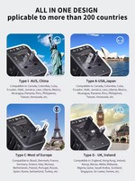 Adaptor Perjalanan Universal All in One Adaptor Perjalanan Internasional Colokan Pengisi Daya Ponsel Multiport USB Tipe C Pengisi Daya UK,EU,AU,US