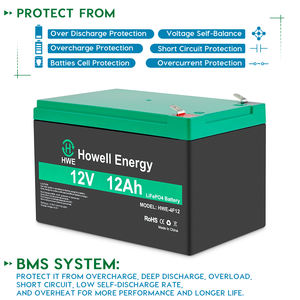 长寿命Lifepo4电池组12V 12Ah大功率锂电池组，用于发光二极管不间断电源太阳能和电信 - Product Image 4