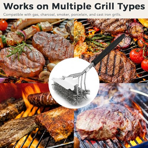 Wholesale OEM Stainless Steel Grill Brush With Scraper Wire Bristle <b>Barbecue</b> BBQ Cleaner Outdoor Kitchen Accessories - Product Image 5