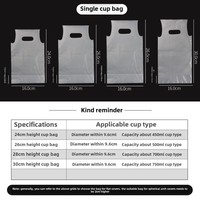 Sac Jetable en Plastique PE à Soufflets Latéraux Imprimé en Sérigraphie de Qualité Alimentaire, pour une ou Deux Tasses, Lait, Thé, Café, Lait de Soja à Emporter