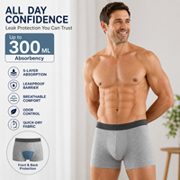 Sous-vêtements d'incontinence personnalisés avec logo, 300 ml, anti-fuites, protection avant et arrière à 5 couches, caleçons boxers, sous-vêtements d'incontinence