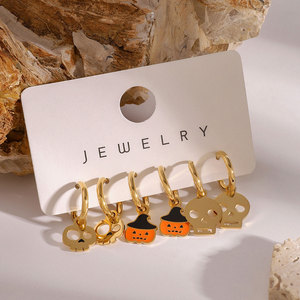 Pendientes de Moda Góticos al por Mayor, Chapados en Oro Fino de 14K y 18K, de Acero Inoxidable 316L con Rubí, para Halloween, para Mujeres y Hombres - Product Image 4