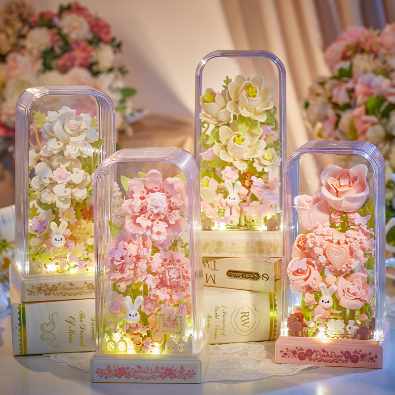 Fleurs de gardénia - Mini lapin piano - Housse ondulée + guirlande lumineuse