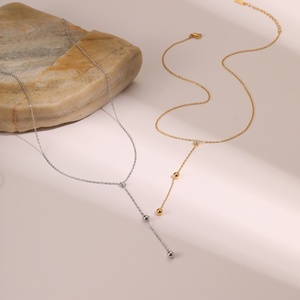 NIMI Lariat 18k金メッキジルコンスーツチェーンY形ステンレススチールロングネックレス女性用女の子ギフト - Product Image 4