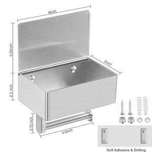 Portarotolo Semplice in Acciaio Inox, <span class=keywords><strong>Porta</strong></span> <span class=keywords><strong>Salviette</strong></span> Lucido, Organizzatore da Parete per <span class=keywords><strong>Bagno</strong></span> Nero, Portarotolo Multifunzionale - Product Image 6