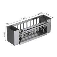Porte-éponge de cuisine pour évier avec plateau d'égouttement automatique, porte-torchon, organisateur de vaisselle, distributeur de savon, rangement