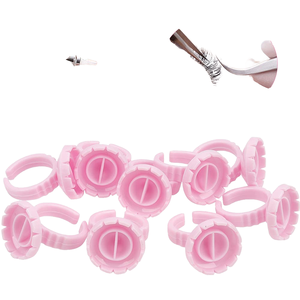 100pcs Sunflower <b>Lash</b> Glue Holder Rings Disposable Plastic Blossom Cups with <b>Adhesive</b> Stand - Product Image 1