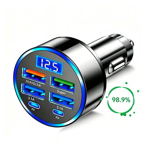 RV Camper and Boat 12V Charging <b>Adapter</b> <b>Multi</b> <b>USB</b> Marine Car Charger with Digital Voltage Readout - Product Image 1