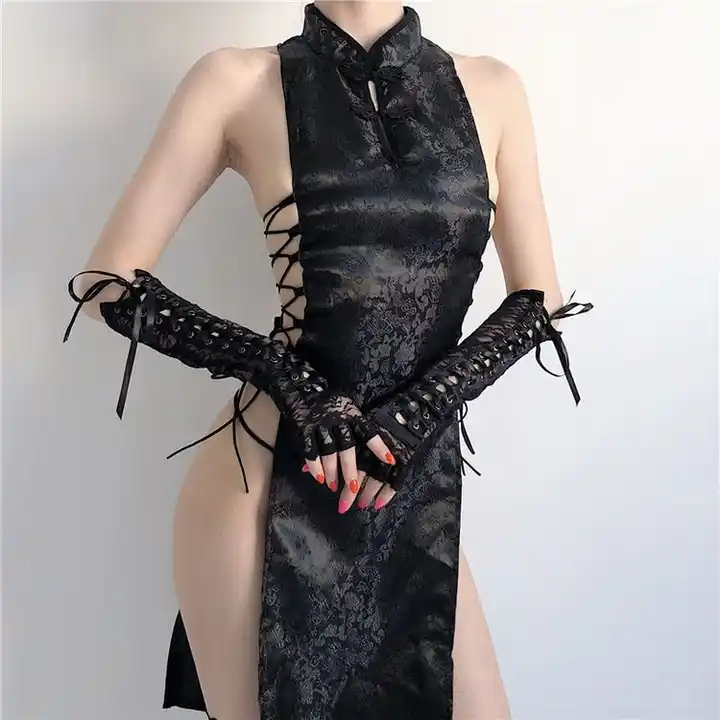 Chemise para mulheres lycra preta de spandex debruado lingerie sexy elástica