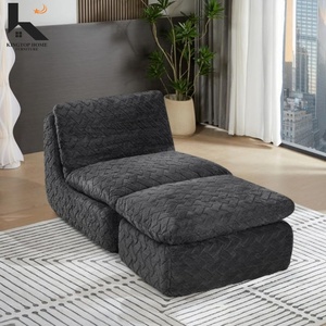 Sillón Sofá Compacto con Otomana, Sillón de Tela de Pana para Espacios Pequeños, Sala de Estar, Dormitorio o Apartamento - Product Image 6