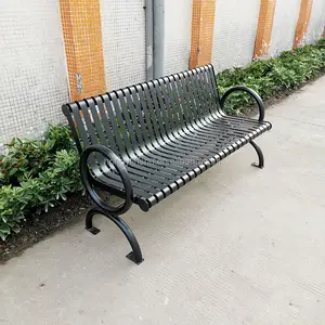 Logotipo gratis mobiliario urbano acero metal asiento banco comercial Banco largo asientos de jardín muebles al aire libre