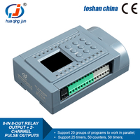 Huaqingjun PLC 8-in 8-out Salida de relé Salidas de pulso de 2 canales Controlador lógico programable PLC para servomotores