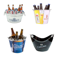 Seau à Glace Rond Galvanisé en Métal 5L Personnalisable avec Ouvre-Bouteille et Poignée pour Bière et Champagne