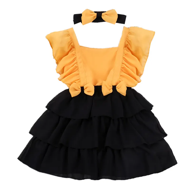 2022 New Summer Girls Fashion Princess Dress with Bow for 2-6Y Girls