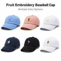 Op maat gemaakte logo-kleurontwerp verpakking fruit borduurwerk zes panelen gebogen klep lage profiel OEM ODM groothandel baseball pet fabriek