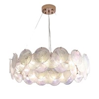 Lustre suspendu de luxe artisanal en verre LED tricolore avec corps blanc pour salon/salle à manger/chambre