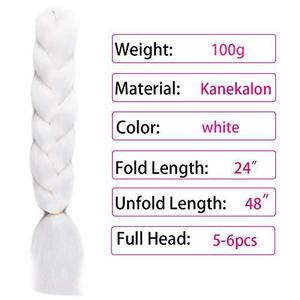 Extensions de perruque tressées blanches, 24 pouces, en fibre haute température, cheveux synthétiques qui brillent dans le noir, pour styles afro-américains - Product Image 2