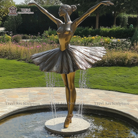 Statue de ballerine grandeur nature en bronze doré, sculpture de danseuse de ballet pour extérieur, art moderne, décoration de jardin, villa, piscine