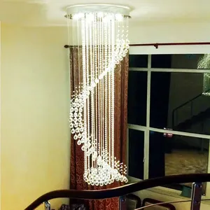 Lámpara de Techo Colgante LED de Decoración Interior para Villa de Lujo Europea, Araña de Cristal K9 en Espiral Larga, Lámparas Colgantes - Product Image 5