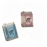 Épinglette en émail de haute qualité style livre, badge métallique plaqué or, logo personnalisé, bijoux en mousseline, épinglettes de revers personnalisées avec aimant