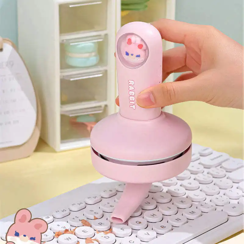 YIZHI Portable Abs Cordless Vacuum Cleaner with Suction Nozzle Cute Small Handheld Cartoon Keyboard Desk Vacuum