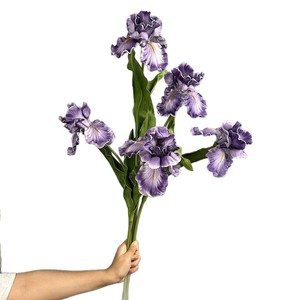 Fleurs artificielles en PU réaliste de qualité supérieure, <span class=keywords><strong>iris</strong></span> de 15 cm, grande fleur, tige longue de 64 cm, pour arrangement floral d'intérieur moderne - Product Image 5