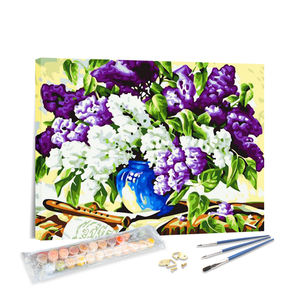 Kit de Pintura por Números DIY - Ramo de Lirios Morados y Blancos - Arte de Pared en Lienzo Enmarcado para Decoración del Hogar - Product Image 1