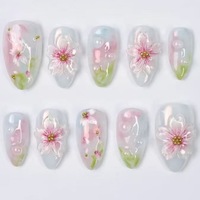 Faux ongles en ABS à presser, forme amande moyenne, design tendance Y2K argenté pour femmes, parfaits pour les fêtes - Vente chaude