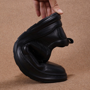 Zapatos de Vestir de Hombre con Cordones, Punta Redonda, de Cuero Negro, Suela de Goma Suave, para Oficina, Estilo Otoñal, Forro de Cuero Genuino - Product Image 3