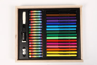 Pastels à l'huile aquarelle gâteaux feutres crayons de couleur ensemble boîte en bois ensembles d'art pour croquis