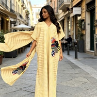 Nouvelle Robe Longue Africaine Rayée Tendance Été en Polyester avec Imprimé Ethnique Bubu