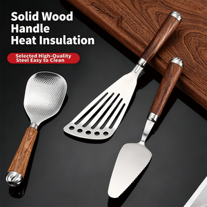 Spatule personnalisée avec logo pour <span class=keywords><strong>achat</strong></span> en gros, <span class=keywords><strong>ustensile</strong></span> de <span class=keywords><strong>cuisine</strong></span> en acier inoxydable 304 avec manche en bois de rose massif, épaissie et durable pour la cuisson - Product Image 4