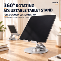 Support de tablette en alliage d'aluminium CNC, support de bureau ergonomique réglable pour tablette iPad Kindle, pliable, portable, vente en gros B2B
