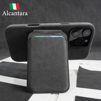 Dompet Kartu Kredit Magnetik Premium Alcantara untuk iPhone Desain Mewah dengan Penyangga Kompatibel dengan Semua Model