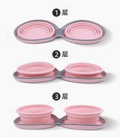 Nouveau bol double pliable en silicone de haute qualité pour animaux de compagnie bol d'alimentation et d'eau portable fournitures pour animaux de compagnie avec boucle de suspension à fermeture éclair