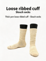 Chaussettes décontractées en tricot épais personnalisées, en coton premium, non-constrictrices, à revers ample et empilé. Idéales pour le quotidien.