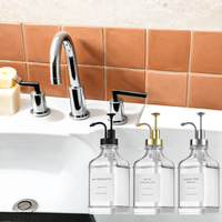 Dispenser Sabun Sirup Premium Dispenser Kopi Botol Kaca Persegi Dengan Pompa Stainless Steel Anti Karat 304 dan Label 500 ml
