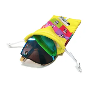 กระเป๋าผ้าไมโครไฟเบอร์สำหรับเด็ก,กระเป๋าใส่แว่นตาแบบมีเชือกหูรูดพิมพ์โลโก้แบบกำหนดเองได้แว่นตาออปติคัลขนาดบรรจุ HSQ-1100