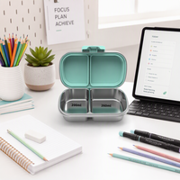 Boîte à bento mignonne en acier inoxydable à 2 compartiments pour enfants – Sans BPA, étanche, grande capacité, portable, compatible micro-ondes, motif imprimé