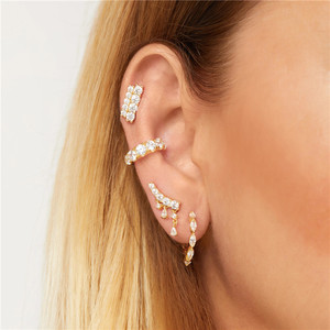 Pendientes de Plata de Ley S925 ROXI, Estilo Europeo y Americano, Doble Hilera de Circonitas, a la Moda - Product Image 6