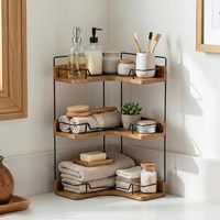Moderner 3-stufiger wasserdichter Holz-Badezimmer-Organizer, Eckregal für Kosmetik und Make-up