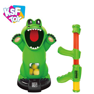 kids indoor playing funny shooting game toy crocodile shaped design safe EVA foam soft ball gun with counter - Product Image 4