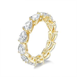 S925 Sterling <b>Silver</b> Moissanite Eternity <b>Band</b> <b>Ring</b> Pear Cut Moissanite Stackable Finger <b>Ring</b> For Women Fine Jewelry Gift - Product Image 1