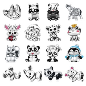 Cute Animal Copper Charm Bead Panda <b>Elephant</b> Rabbit Frog Penguin Enamel Jewelry Fit Bracelet Women Girls <b>Gift</b> - Product Image 1