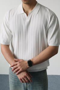 Chemise à manches courtes boutonnée pour homme, en tissu recyclé de qualité supérieure, écologique, couleur unie, tricotée, 100% polyester, séchage rapide, logo personnalisé - Product Image 2